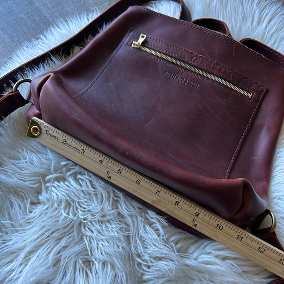 Portland Leather Tote Backpack Large Dark Brown Cherry genuine leather zip NEW - Picture 10 of 14